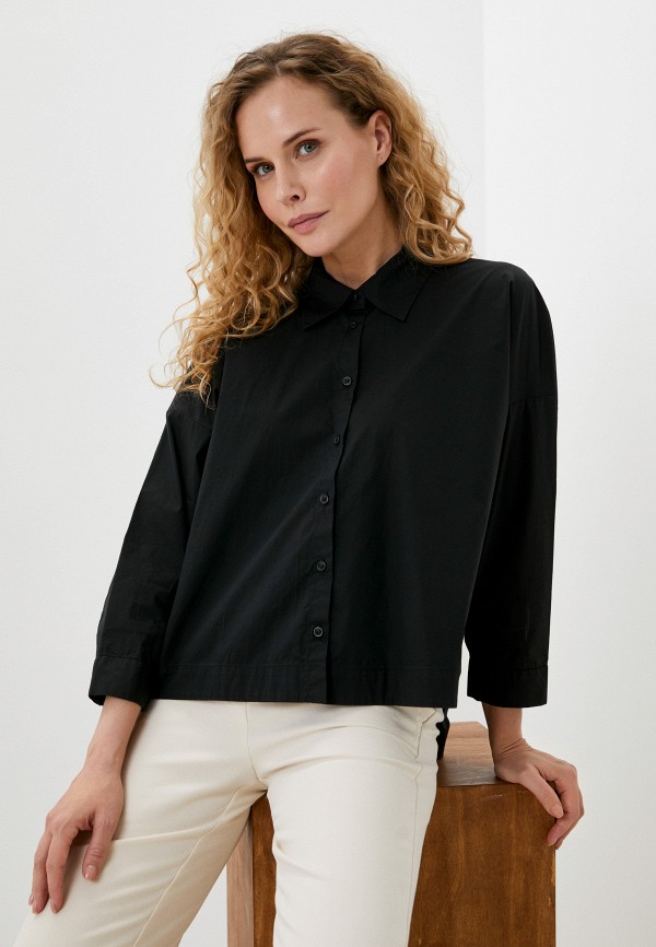 женская рубашка с длинным рукавом sisley, черная