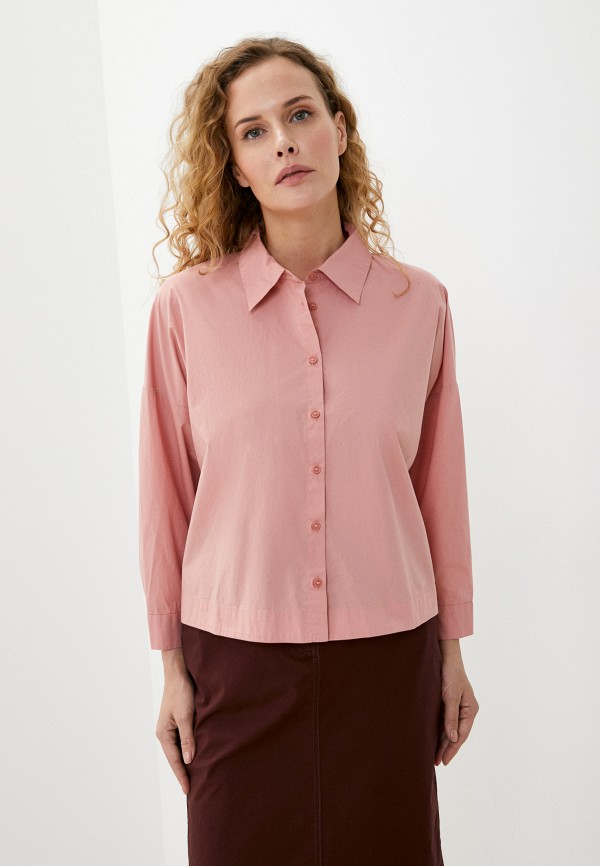 женская рубашка с длинным рукавом sisley, розовая