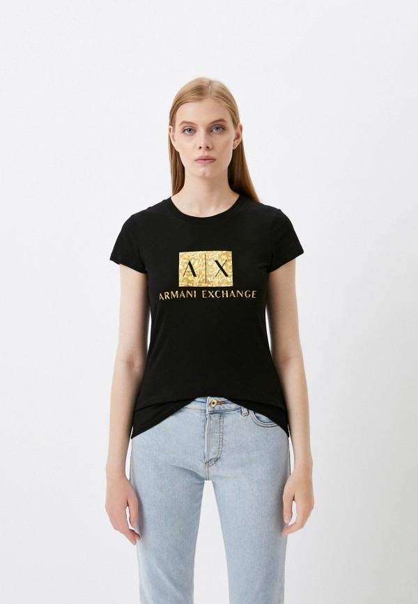 женская футболка armani exchange, черная