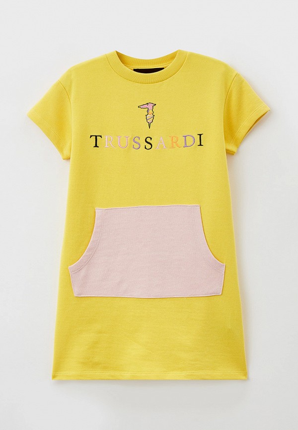 повседневные платье trussardi kids для девочки, желтое
