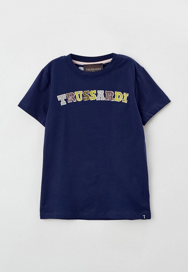 футболка с коротким рукавом trussardi kids для мальчика, синяя