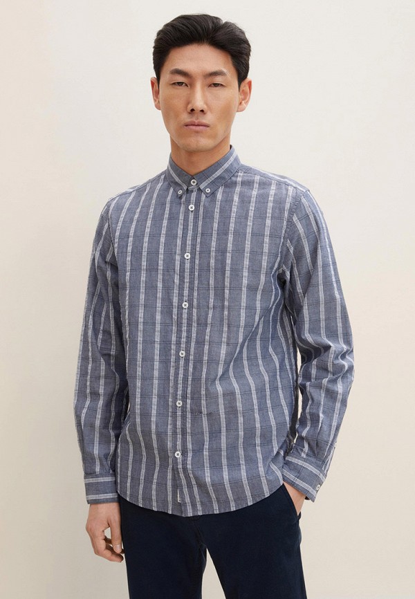 мужская рубашка с длинным рукавом tom tailor, синяя