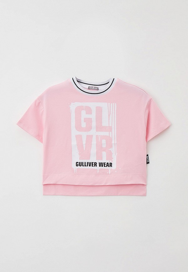 футболка с коротким рукавом gulliver для девочки, розовая