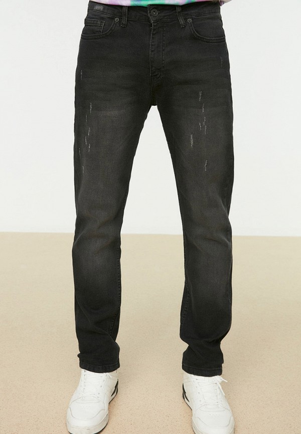 мужские зауженные джинсы trendyol, черные