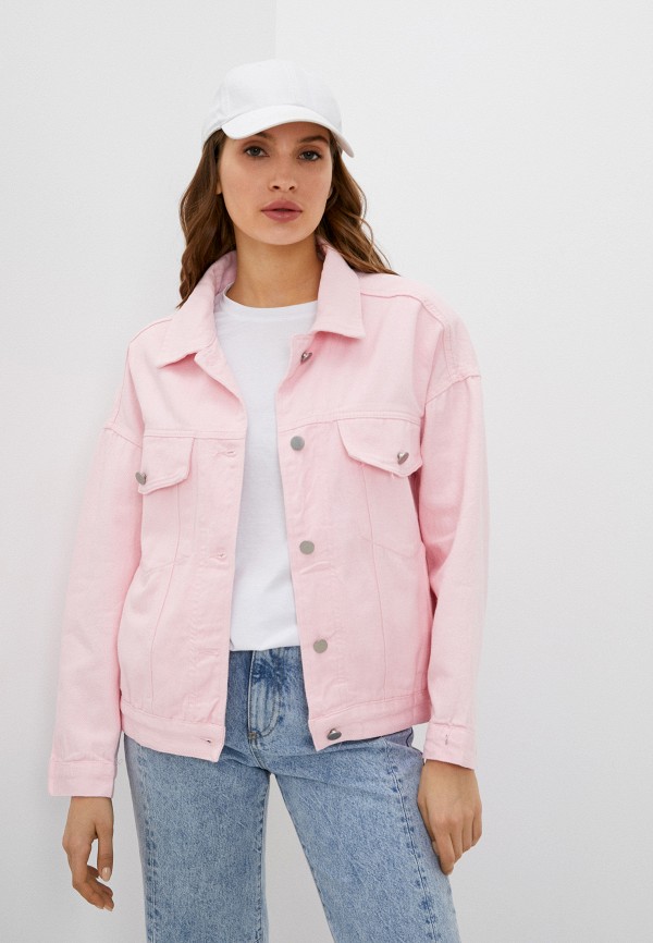 женская джинсовые куртка fielsi, розовая