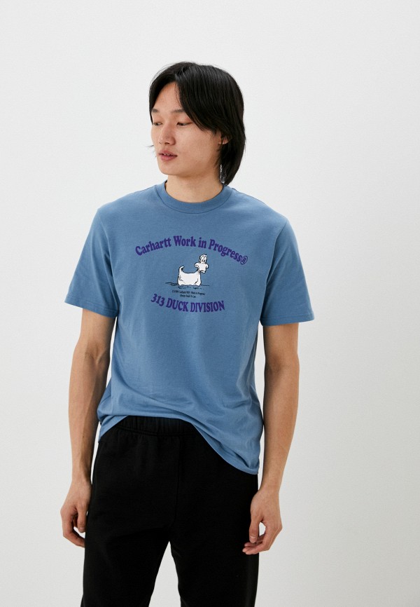 мужская футболка с коротким рукавом carhartt wip, голубая