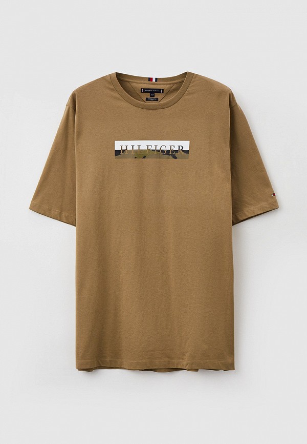 мужская футболка tommy hilfiger, коричневая
