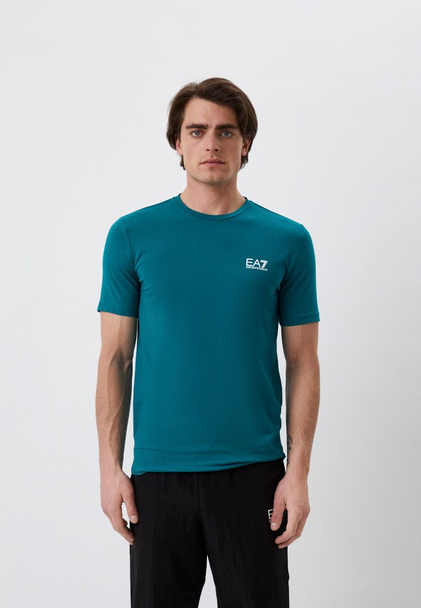 мужская футболка ea7, бирюзовая