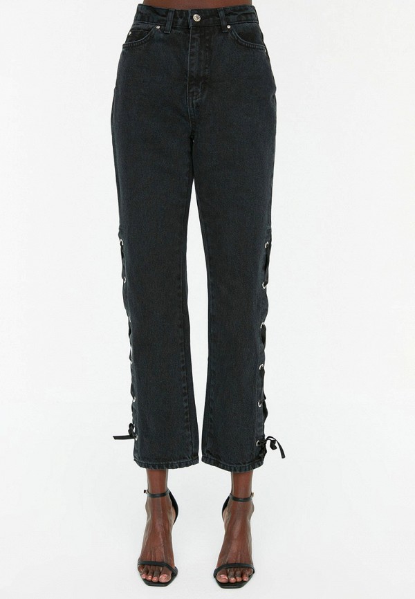 женские прямые джинсы trendyol, черные