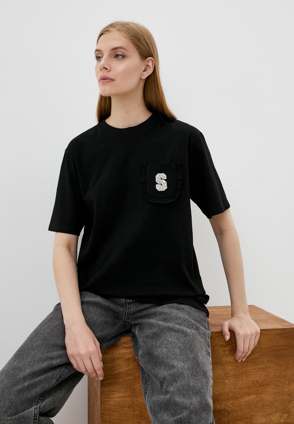 женская футболка silvian heach, черная