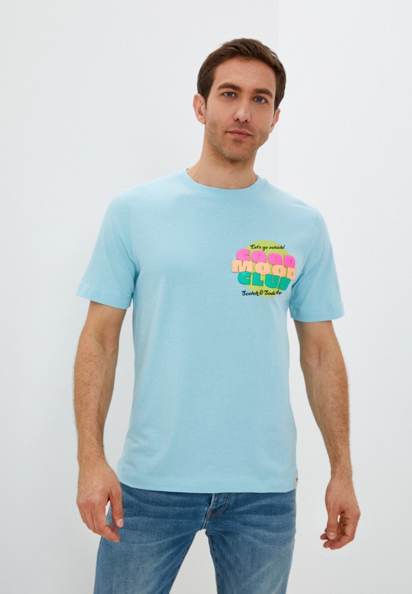 мужская футболка с коротким рукавом scotch&soda, бирюзовая