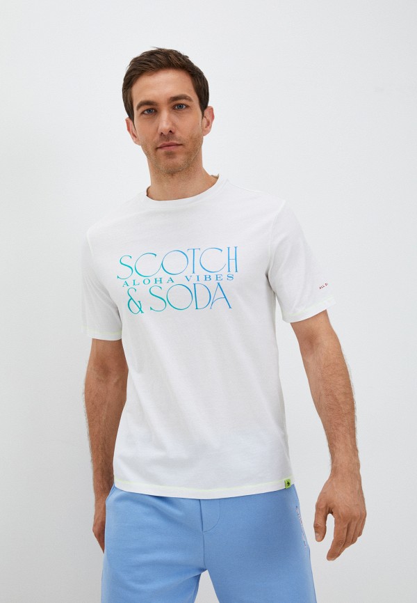 мужская футболка с коротким рукавом scotch&soda, белая