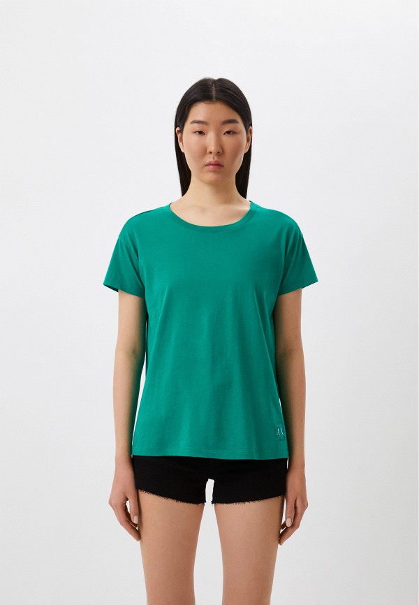 женская футболка armani exchange, зеленая