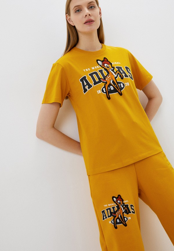 женская спортивные футболка adidas, оранжевая