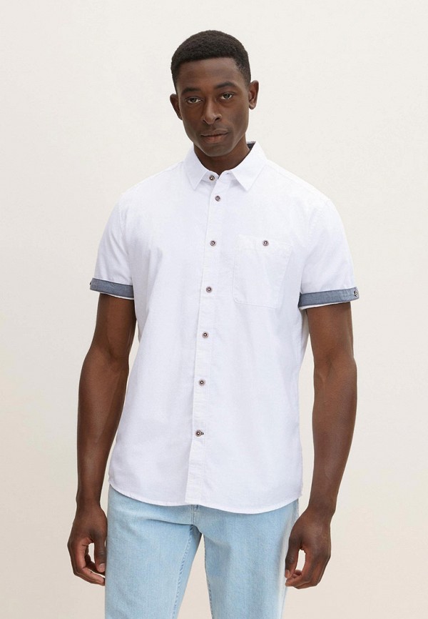 мужская рубашка с коротким рукавом tom tailor, белая
