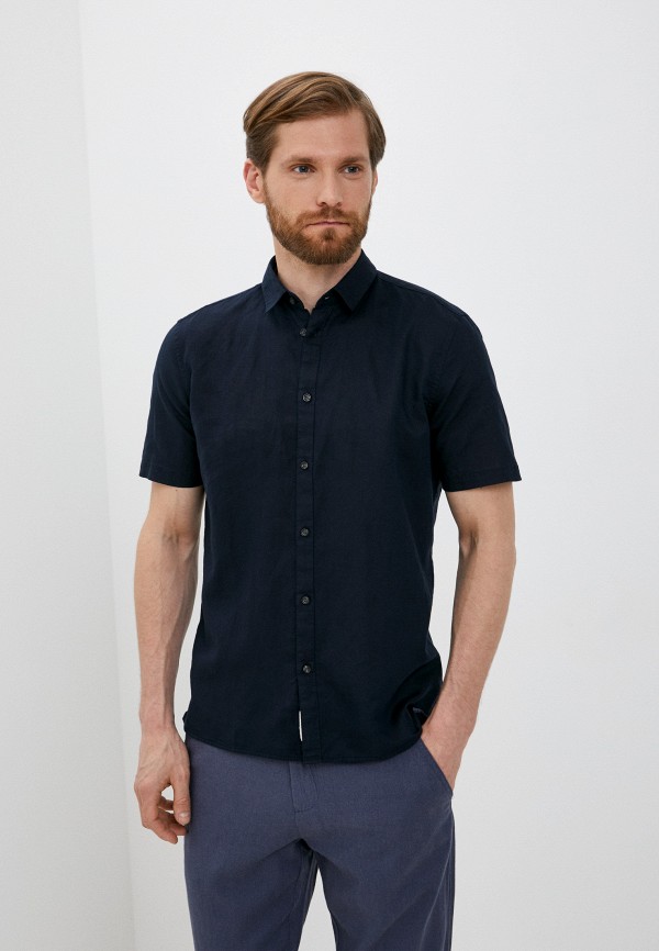 мужская рубашка с коротким рукавом sisley, синяя