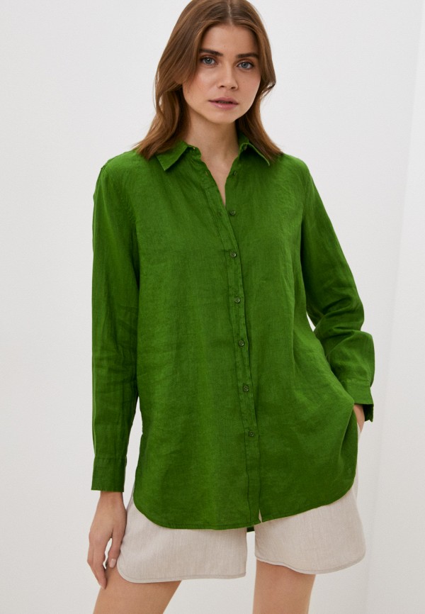 женская рубашка с длинным рукавом united colors of benetton, зеленая