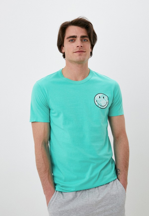 мужская футболка с коротким рукавом united colors of benetton, бирюзовая