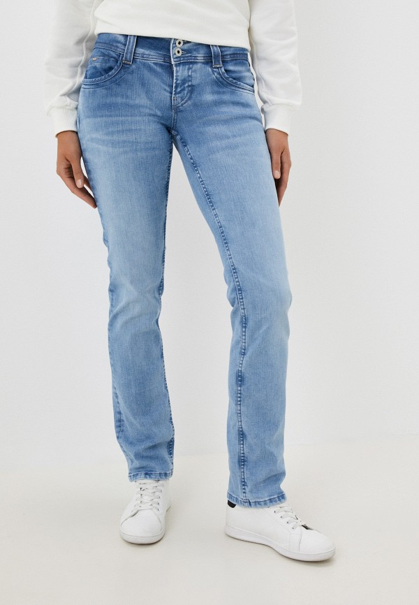 женские прямые джинсы pepe jeans london, голубые