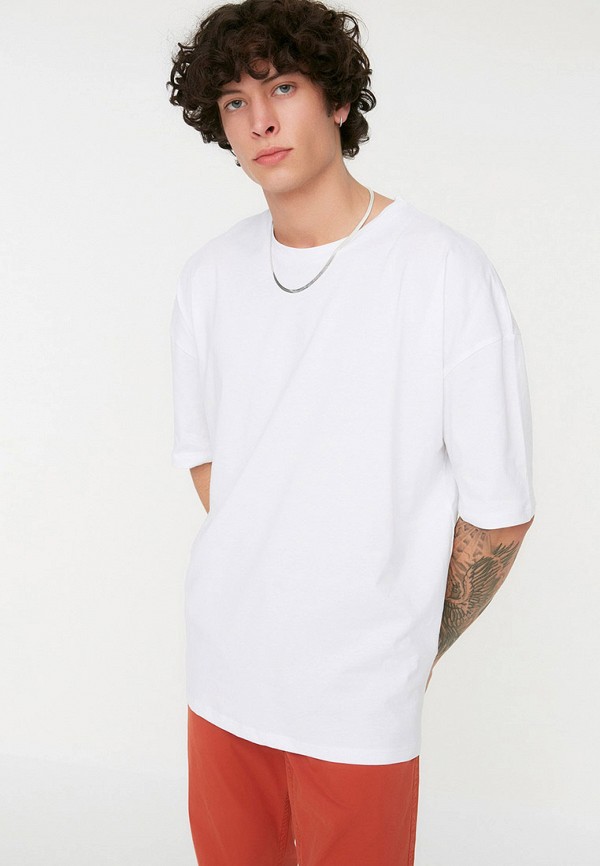 мужская футболка с коротким рукавом trendyol, белая
