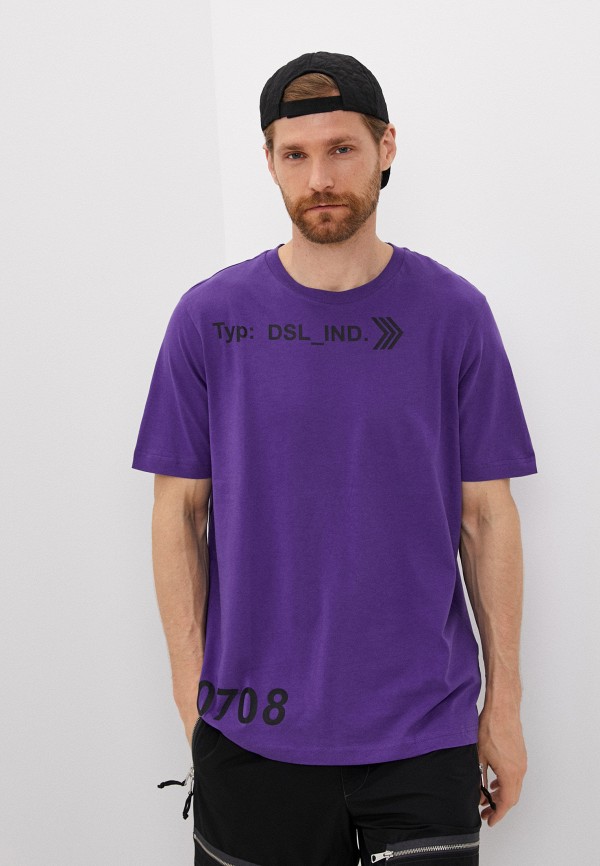 мужская футболка с коротким рукавом diesel, фиолетовая