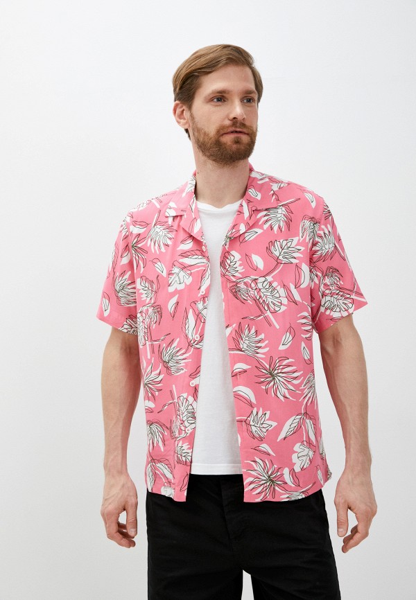 мужская рубашка с коротким рукавом united colors of benetton, розовая