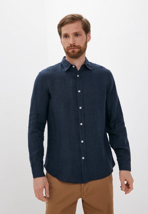 мужская рубашка с длинным рукавом united colors of benetton, синяя