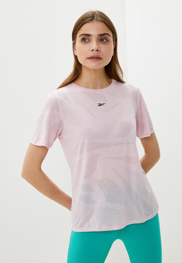женская спортивные футболка reebok, розовая