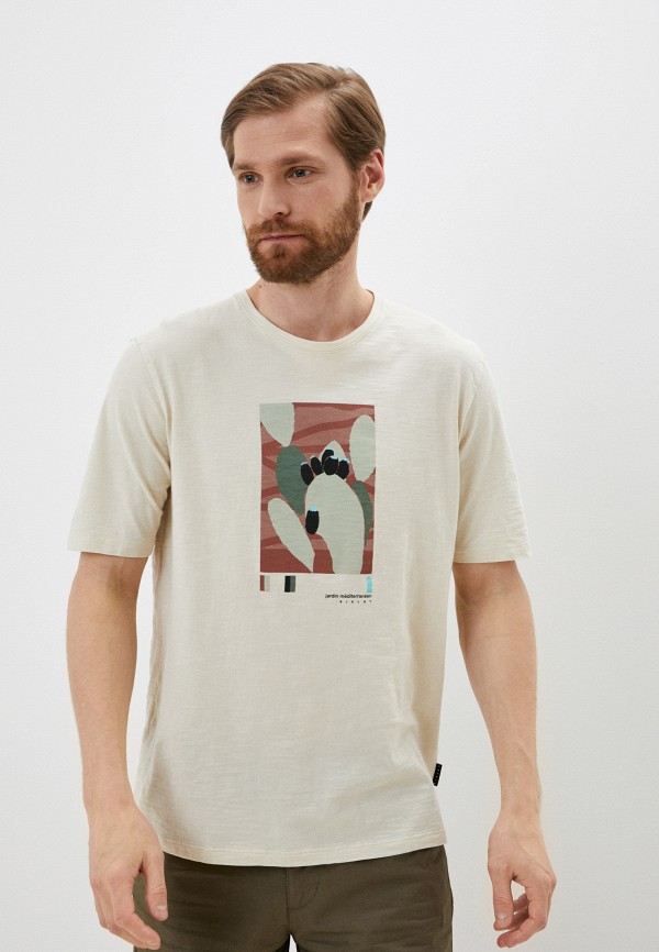 мужская футболка с коротким рукавом sisley, бежевая