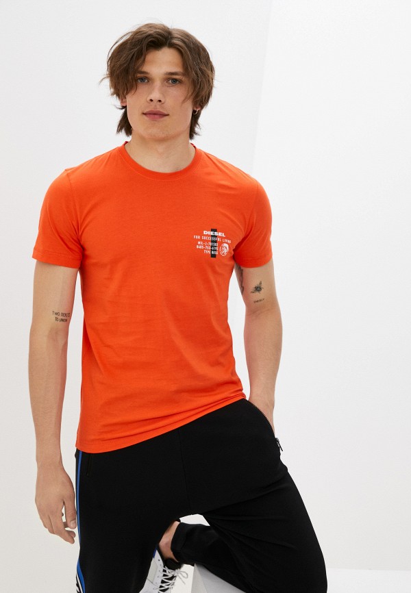 мужская футболка с коротким рукавом diesel, оранжевая