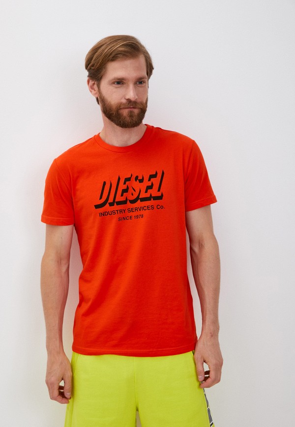 мужская футболка с коротким рукавом diesel, красная