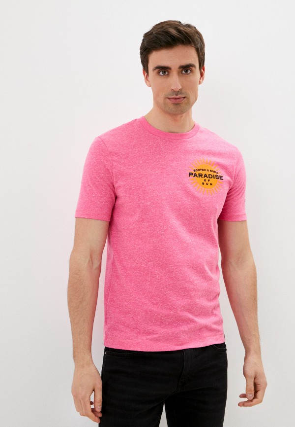мужская футболка с коротким рукавом scotch&soda, розовая