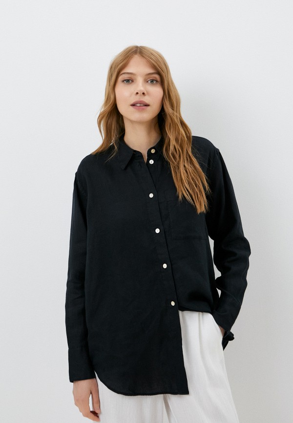 женская рубашка с длинным рукавом marks & spencer, черная