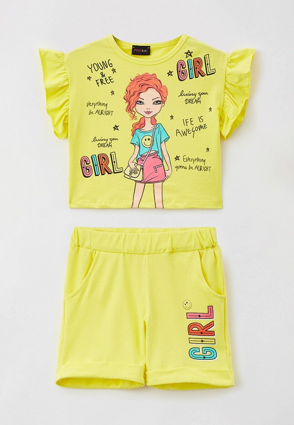 футболка pink kids для девочки, желтая