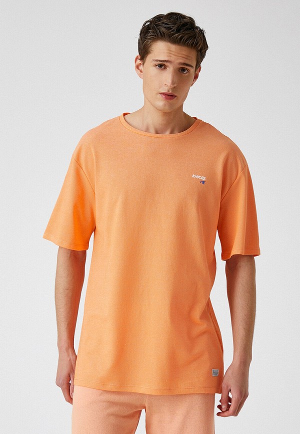 мужская футболка с коротким рукавом koton, оранжевая