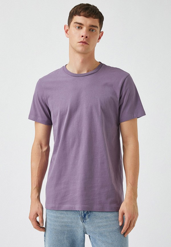 мужская футболка с коротким рукавом koton, фиолетовая