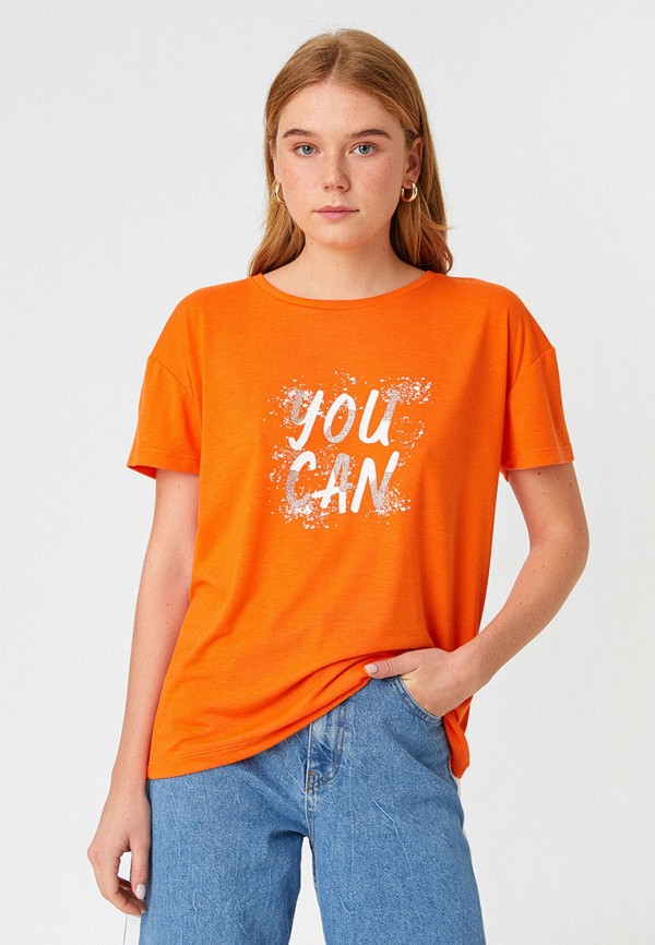 женская футболка koton, оранжевая