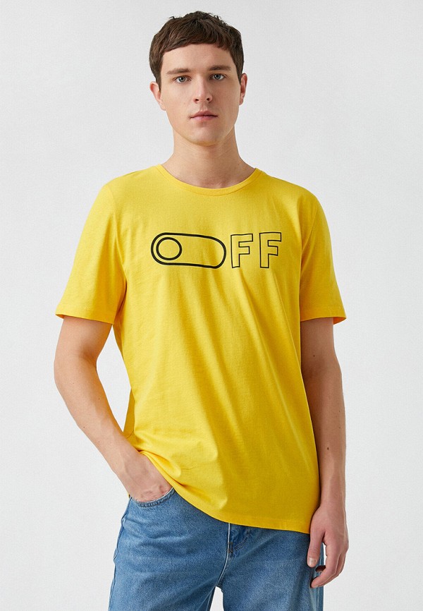 мужская футболка с коротким рукавом koton, желтая