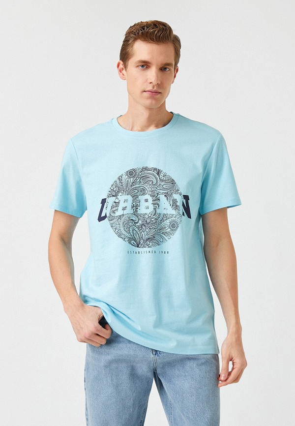 мужская футболка с коротким рукавом koton, голубая