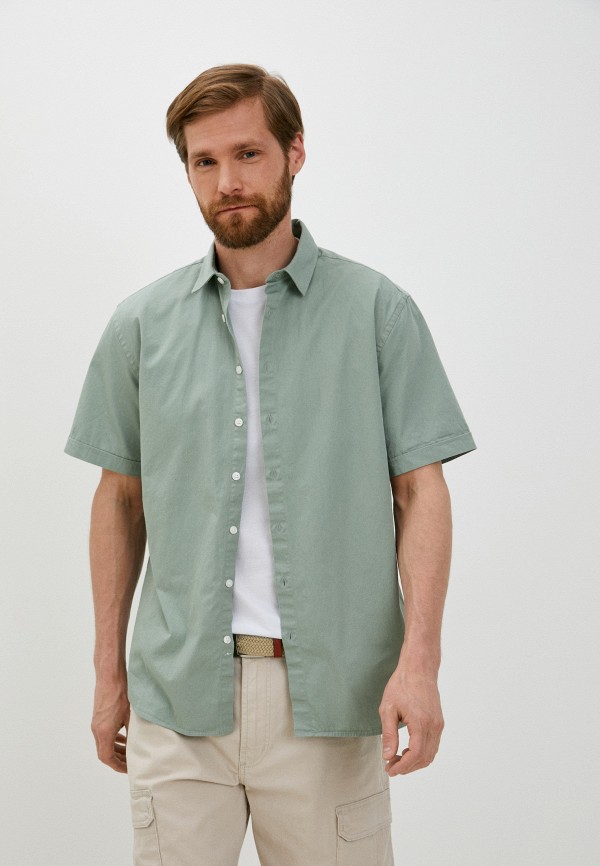 мужская рубашка с коротким рукавом koton, зеленая
