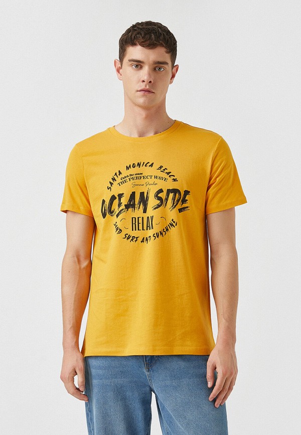мужская футболка с коротким рукавом koton, желтая