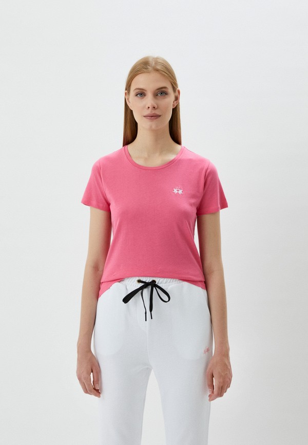 женская футболка la martina, розовая