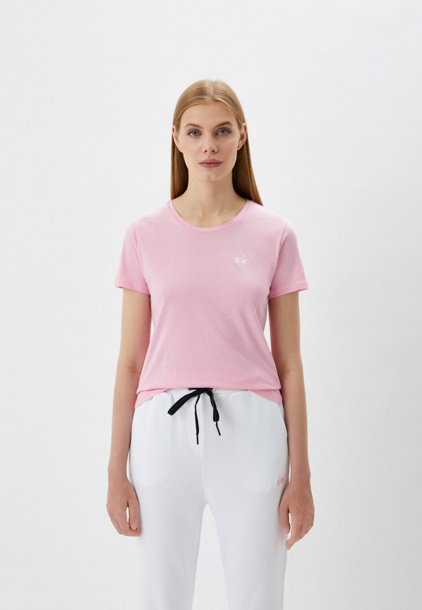женская футболка la martina, розовая