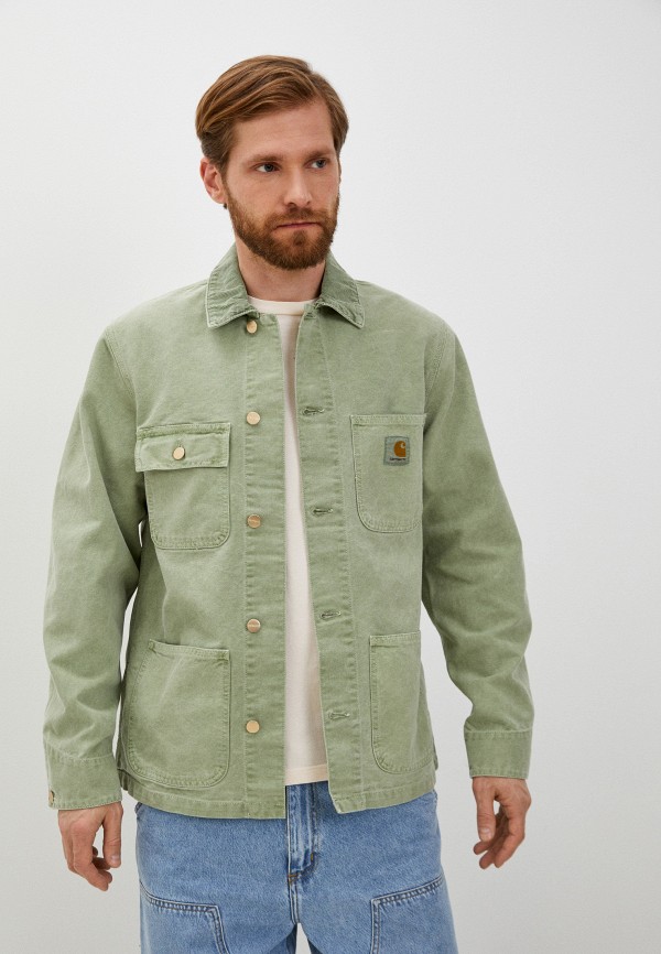 мужская джинсовые куртка carhartt wip, зеленая