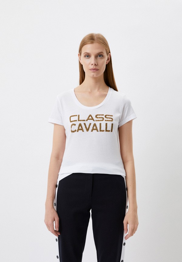 женская футболка cavalli class, белая