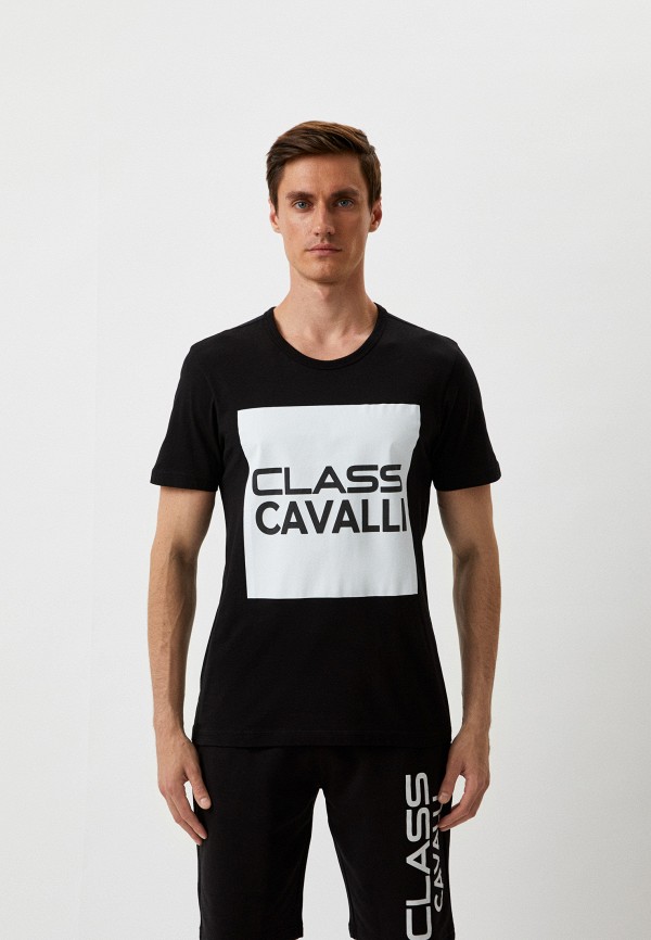 мужская футболка cavalli class, черная