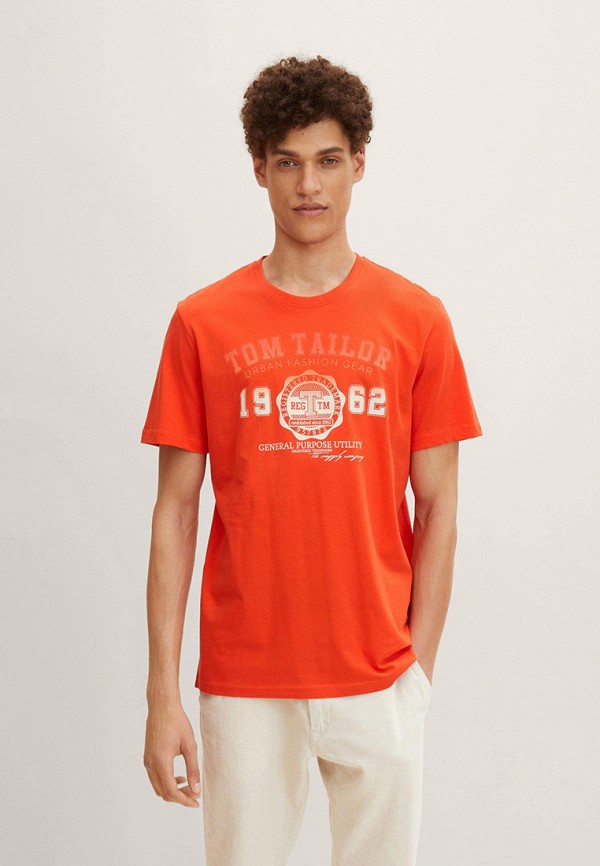 мужская футболка с коротким рукавом tom tailor, оранжевая