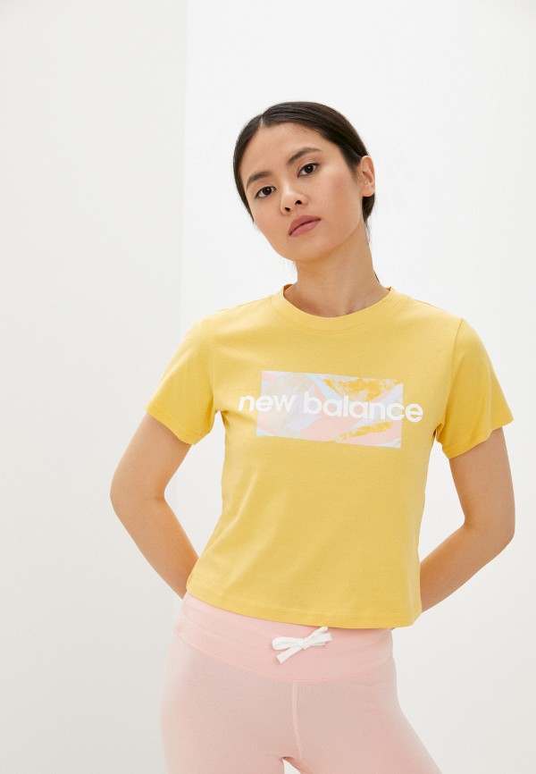 женская спортивные футболка new balance, желтая