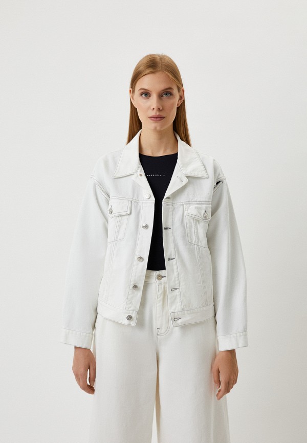 женская джинсовые куртка mm6 maison margiela, белая