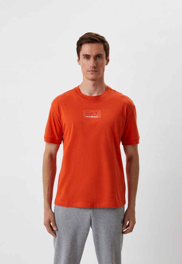 мужская футболка ea7, оранжевая